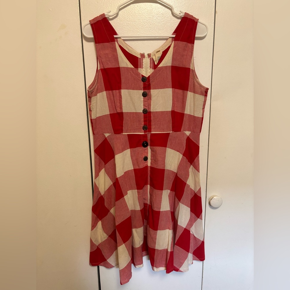 ModCloth Red and Cream Checkered Dress